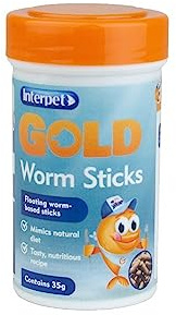 Interpet Gold Worm Sticks, Food for Goldfish, Floating Worm-Based Sticks, Mimics Natural Diet, Tasty, Nutritious Recipe, 35 g