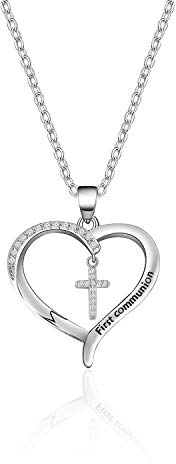BAUNA First Communion Gift Cross Necklace Christian Jewelry Baptism Gift (Cross Necklace)