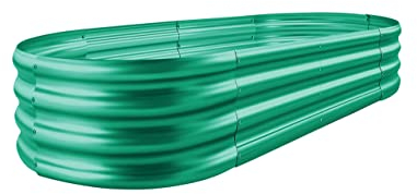 Land Guard Kit per aiuola rialzata zincata, fioriera zincata Scatole da giardino rialzate all'aperto, grandi aiuole da giardino rialzate in metallo ovale per verdure 4 x 2 x 0,3 m (1 pz) (verde)..