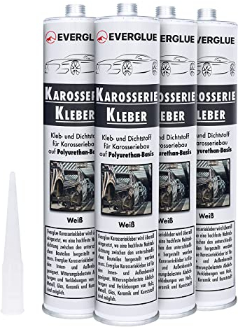 Everglue 1K PU Karosseriekleber flexibel silikonfrei weiß Kartusche Montagekleber zum Kleben und Abdichten am KFZ, Wohnmobil & im Fahrzeugbau, ohne Silikon, UV-beständig, bleibt dauerelastisch