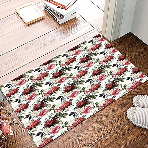 Badematte 50x80cm, Rutschfeste Badteppich, Shabby Chic, Landhausstil Blumen Blumen Rosen Aquarell Bildkunst, Creme Dark C,Mikrofaser Badvorleger mit, Wasserabsorbierende Weiche teppiche für Badezimmer