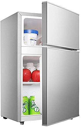 NMNMNM Congelador, Independiente 58L 76L Refrigerador de Doble Puerta con estantes Control de Temperatura Compresor de Baja energía para el hogar Cocina Oficina Dormitorio (58L)