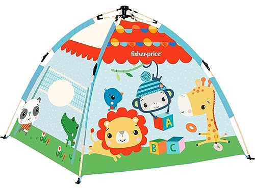 Fisher Price - Tienda Infantil Plegable XL- Tienda de campaña Infantil Gran tamaño - con Canasta Lateral y 20 Bolas - Fácil Montaje Sistema easyfold - Dimensiones 64x42x82cm (Deqube 920D00175)