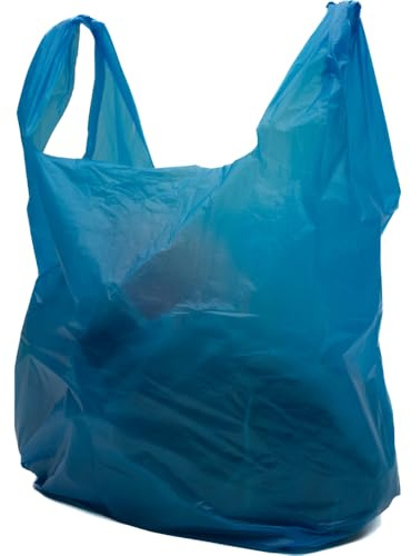 Clearly Carrier Bags - Pack of 400 Reusable Blue Plastic Shopping Bags, 28x43x53cm