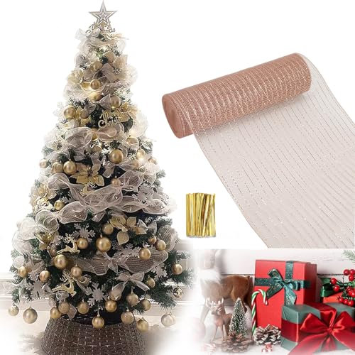 Accesorios para Decoración De Árboles De Navidad,Guirnaldas metálicas Brillantes,Guirnalda De Oropel Navideña, Decoración De Guirnalda Navideña26X910CM (Oro Rosa)