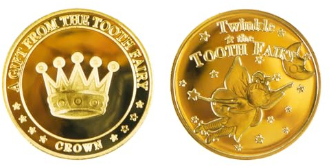 Namvo 2 st tandälvsmynt, tand älva mynt gåvor för pojkar och flickor, tandfe souvenirer, guldtand älva gåva souvenirer