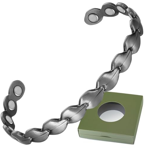 Wollet Magnetiskt koppararmband för kvinnor, koppar manschett magnetiskt armband koppararmband 16 cm med presentask (CPB-2040S-FBM)