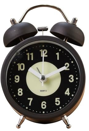 Sveglia Analogica Sveglia analogica luminosa Sveglia da tavolo retrò Sveglia da scrivania a batteria con retroilluminazione Forte for chi dorme profondamente Camera da letto Sveglia da Comodino(Nero)