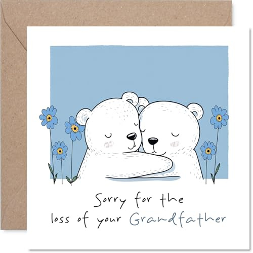 Tarjeta de condolencias – Sorry For Loss of Your Grandfather - Tarjeta de duelo para nieto y nieta, 145 mm x 145 mm, tarjetas de felicitación para abuelo