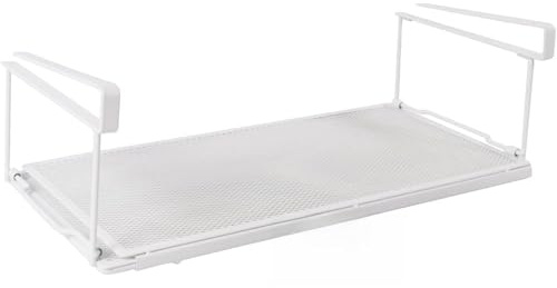 ZoeQide Estante inferior extensible – Cesta colgante de metal para colgar – Organizador para armario de cocina con diseño de malla – Cesta de almacenamiento debajo de la estantería para cocina