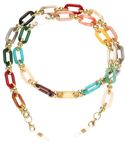 sourcing map Acrylic Glasses Chain, Eyeglass Chain Eyewear Retainer Around Neck Sunglasses Lanyard Eye Glasses Holder Strap Chains for Women Girls, Multicolor