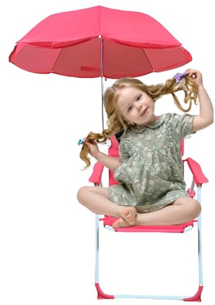 lyanny Sedia da Spiaggia per Bambini con Ombrellone - Sedia da Giardino Pieghevole | Esterna Leggera Portatile Anti Sabbia per Spiaggia Viaggi Picnic Parco Giardino Campeggio Piscina Vacanze