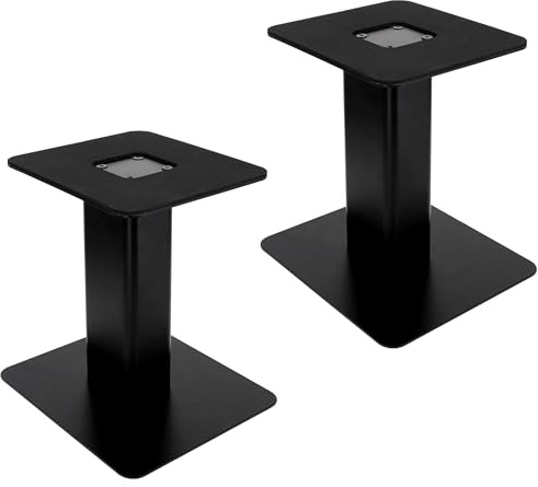 Lot de 2 supporti per altoparlanti da scrivania - Piastra metallica robusta da 15 x 17 cm per altoparlanti da monitor da 3 a 4, altoparlanti da scaffale, 20 cm di altezza - Nero
