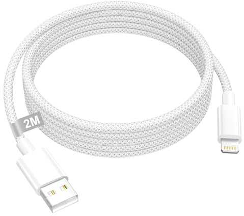 iPhone-laddningskabel 2M, [Apple MFi-certifierad] Lightning-kabel 2 m lång iPhone-snabbladdningskabel USB till Lightning-kabel för iPhone 14/13/12/11 Pro Max/XS/XR/8/SE/iPad
