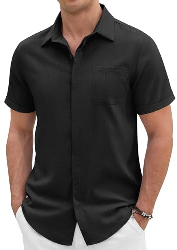 Voqeen Chemise Homme Manches Courtes Chemises Décontractées À Boutons Chemisette À Manches Courtes Texturée pour Les Vacances À La Plage, Les Croisières Et Les Mariages Estivaux