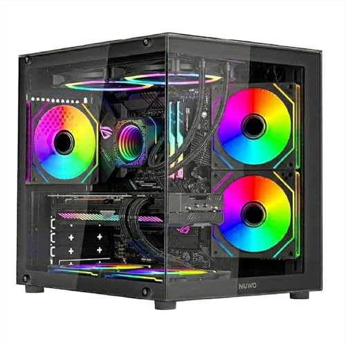 Nuwo Vitra BK100 Case PC Gaming Micro-ATX Nero Vetro Temperato 3 Fan ARGB