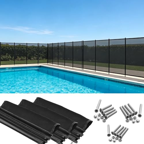 GIANTEX Valla de Seguridad para Piscinas, 10,8x1,25m, 12 Piezas, Barrera Desmontable con Tejido de Malla, Protección Temporal para Mascotas y Niños, para Patio, Estanque, Negro (12 Piezas)