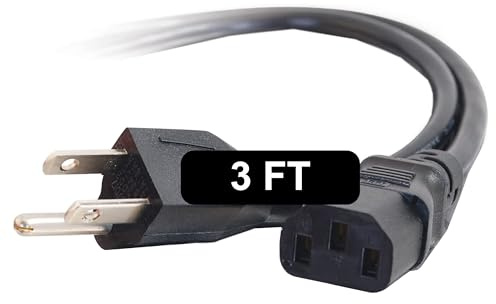 C2G 3FT Replacement AC Power Cord - Power Cable for Electronics, TV, Computer, Printer, Radio, Monitor, Samsung, Dell, Vizio, LG, Asus, Laptop and More (03129)