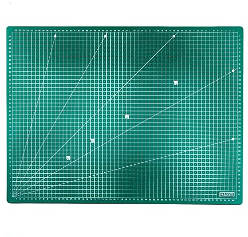 MAXKO Schneidematte A1 (90 x 60 cm), grün, Bastelunterlage schnittfest, selbstheilend, beidseitig bedruckt, metrische Einteilung - Schneideunterlage, Cutting Mat, Schreibtischunterlage