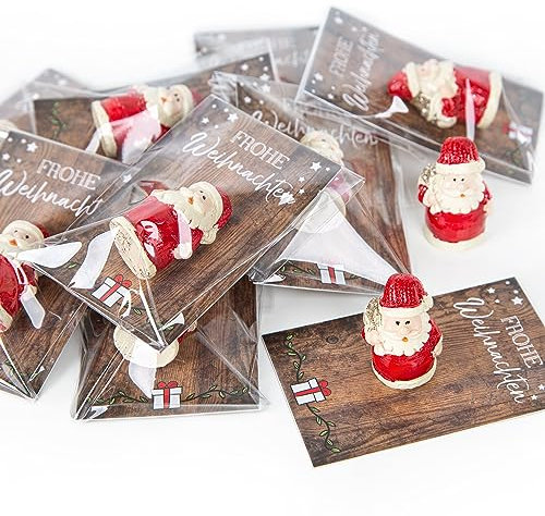Logbuch-Verlag 20 kleine Geschenke Santa Nikolaus Figuren mit Karte Frohe Weihnachten - Give-Away Mitgebsel Kundengeschenk Glücksbringer