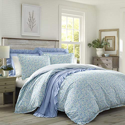 Laura Ashley Juego de edredón ultrasuave, Ropa de Cama Ligera y cómoda, diseño Elegante para decoración del hogar, algodón, Verde Invierno, tamaño Individual