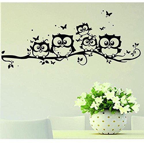 Wandaufkleber Wandtattoos Tonsee Niedlich Cartoon Eule Schmetterling Wandaufkleber Fashion Kunst DIY Home Dekor Wandtattoo Hochwertig Wohnzimmer Abziehbild Dekoartikel Aufkleber Floor Wall (Schwarz)