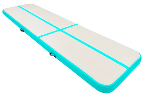 vidaXL Gymnastikmatte mit Luftpumpe Turnmatte Tumbling Matte Tranningsmatte Fitnessmatte Zuhause Outdoor Yoga 4 m PVC Grün Aufblasbar Tragbar