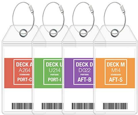 Cruise On Cruise Luggage Tag Holder [4 Pack] - Fits All Carnival & Seabourn Ships & Tags - Cruise Essentials 2026 & 2027 - Waterproof & Clear Luggage Tags