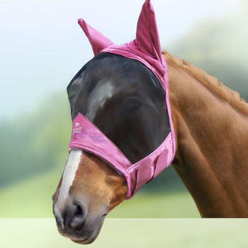Harrison Howard CareMaster Pro Luminous Horse Fly Mask Standard med öron UV Skydd för hästljusrosa (L; full storlek)