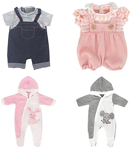 ZWOOS Vêtements de Poupée pour Poupées 35-43 cm, Cadeaux pour Filles, Enfants, Lot de 4
