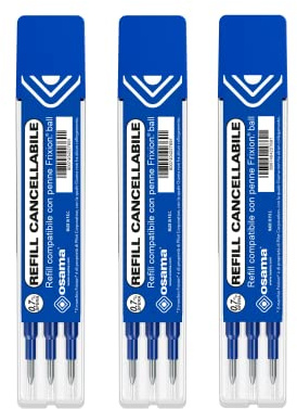 OSAMA - Radierbarer Kugelschreiber für Kugelschreiber, 9-Teiliges 0.7 mm, Gelstift-Mine Gelstifte Kompatibel mit Frixion Stift, Minen für Bürobedarf, Schule und Briefpapier, Blau