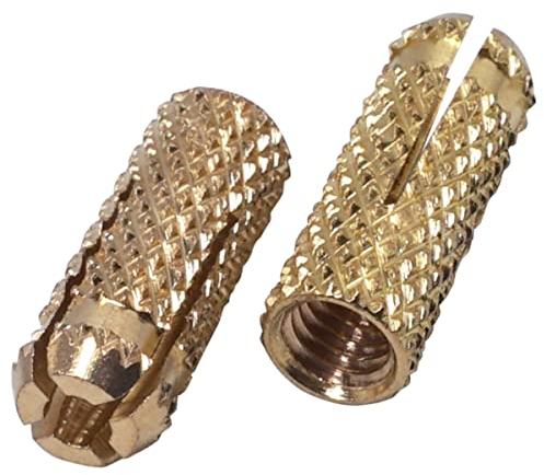 SKIR'CO (200 Stück) Messing Drop in Anker M6 x 22 mm Bolzenhülse Spreizwand Dübel Mauerwerk Betonanker