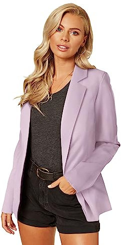 UNIQUE 21 Damen Ein-Knopf Boyfriend Blazer für Arbeit Casual – Damen Jacken Outfits Anzüge für die Arbeit, Flieder, 48