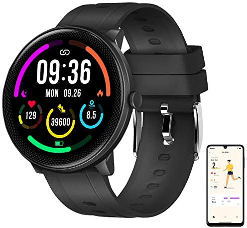 Newgen Medicals Sportuhr: ELESION-kompatible Fitness-Smartwatch, Bluetooth, SpO2, Alexa, IP68 (Smartwatch Fitness-Tracker, Puls-Uhr, Senioren Handy)