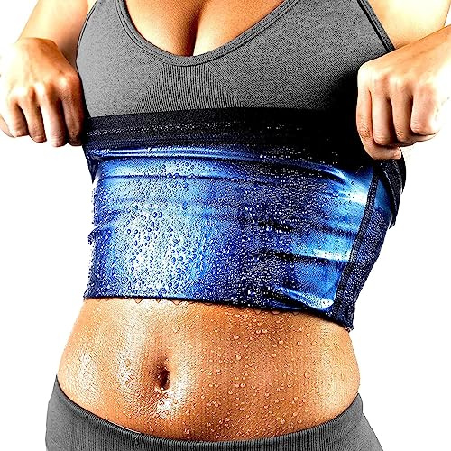 BODYSUNER Waist Trainer for Women Lower Belly Fat Sweat Band for Stomach Weight Loss Sauna Suit Workout Gym Deep Blue,L/XL