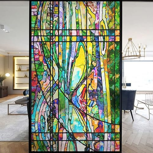 Film Autocollant Statique décoratif givré pour fenêtre d'église européenne - Bloque Les UV - Couleurs discrètes (G, 69 x 120 cm (l x H)