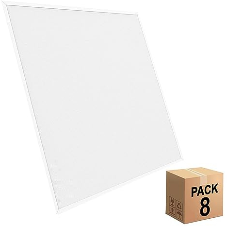 Pack x8 Panel LED 60x60 cm 40W, 8 unidades para Falso Techo, Driver Philips CertaDrive, UGR19, Paneles de Gran Luminosidad 4800 lúmenes, Marco Blanco, Driver Incluido (Luz Blanca - 5700K)