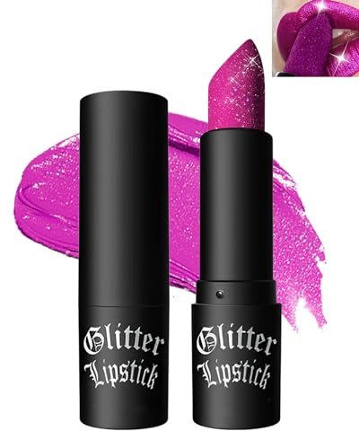 Rouge à Lèvres Mat Pailleté Métallique-Très Pigmenté et Chatoyante Rose Lip Gloss, Brillant Rouges à Lèvres Longue Tenue Résistant à L'eau Durée pour Femmes, Rouge a Levre Scintillant Cadeau Femmes-04