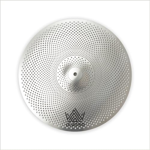 ULUOBO Crash-Becken mit geringem Volumen, 40,6 cm, leise, Crash-Becken zum Üben (Silber)