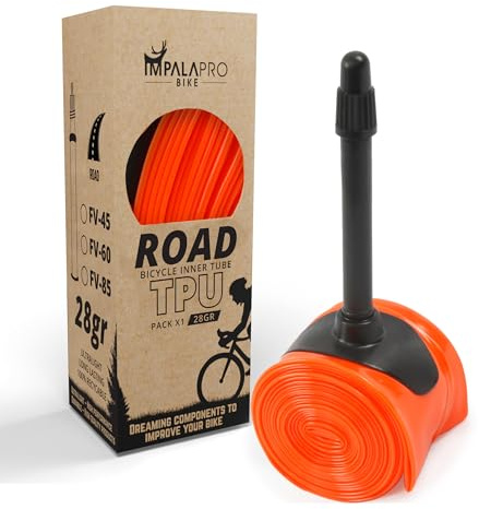 IMPALAPRO Camera d'aria TPU Bici da Corsa Ultraleggera 28g - Compatibile con Camera d'aria Bici da Corsa 700x18/23/25/28/30/32C Valvola Presta 45/65/85mm (TPU 1Pc - Val 65mm)