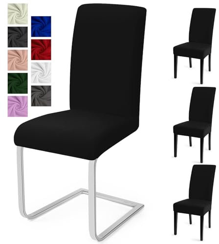 Stuhlhussen 4er Set Stuhlbezüge Moderne Stretch Stuhlhussen Universal Husse Abnehmbare Stuhlbezug Waschbarer Abdeckung Esszimmer Dekoration Spannbezug,für Hotel und Hochzeit Partys(4er Set, Schwarz)-C