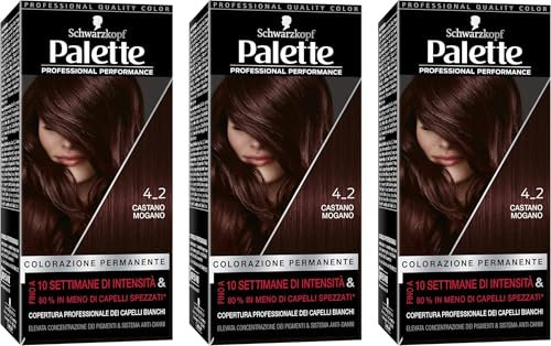 Schwarzkopf, Palette Colorazione Permanente, Tinta per Capelli, Crema Colorante Professionale, Copertura dei Capelli Bianchi, Sistema Anti-danni, Tonalità 4-2 Castano Mogano