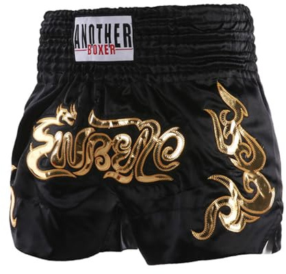 Runhomal MMA sport shorts pojke flicka Muay Thai kickboxning shorts för barn 5–16 år, svart, 13-14 år
