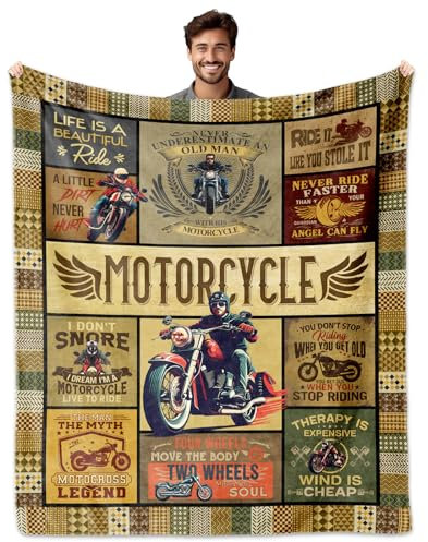 HCDER Motorcycle Gifts for Men, Motorcycle Throw Blanket 60x50, Gifts for Motorcycles Riders Lovers Women, Best Motorcycles Enthusiasts Gift Ideas for Birthday/Christmas/Father's Day