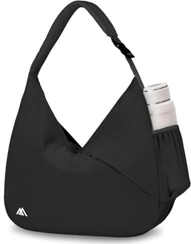 Flintronic Bolsa Deporte y Yoga con Esterilla, Compartimento para Zapatos y Bolsillo Húmedo, Deportiva para Viaje y Gimnasio Negro