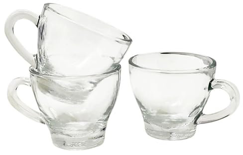 CUCUBA Set 3 Tazzine da Caffè in Vetro Trasparente 90 ml Lavabili