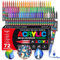 Acrylic Paint Pens, 72 Colours Accrylic Paint Brush Markers, 1-6mm Water-based Brush Tip Marker Paints Set, Art Pens for Rock, Glass, Stone, Metal, Fabric, Wood Ceramic