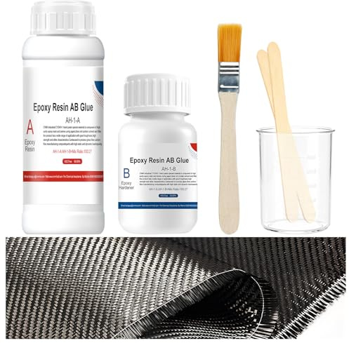 WEILAOK Komplett kol-set, epoxiharts kolvävnadsset, gör-det-själv-reparationer | Kolfiberramset, twill kolfibertyg för förstärkning och reparation av bilar, motorcyklar, fartyg