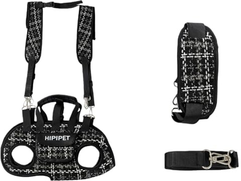 Nexuso Sac De Transport pour Animaux HIPIPET, Sac À Bandoulière Portable avec Laisse, Sac À Bandoulière, Adapté Aux Petits Chiens Et Chats De 1,8 À 8,2 Kg-Black+1||L