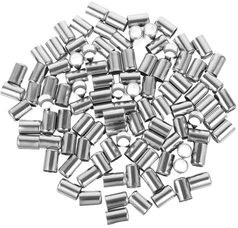 Kichvoe Hydraulic Hose Crimp Sleeves Compression Rings Stainless Steel 100Pcs High Pressure Pipe Fittings for Pneumatic Welding Hose Repair and Sprayer Applications